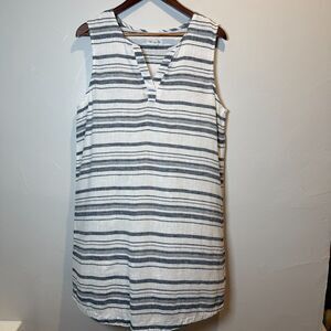 Beach Lunch Lounge Dress Linen Blend Blue Women's Size Large Beach Boho
